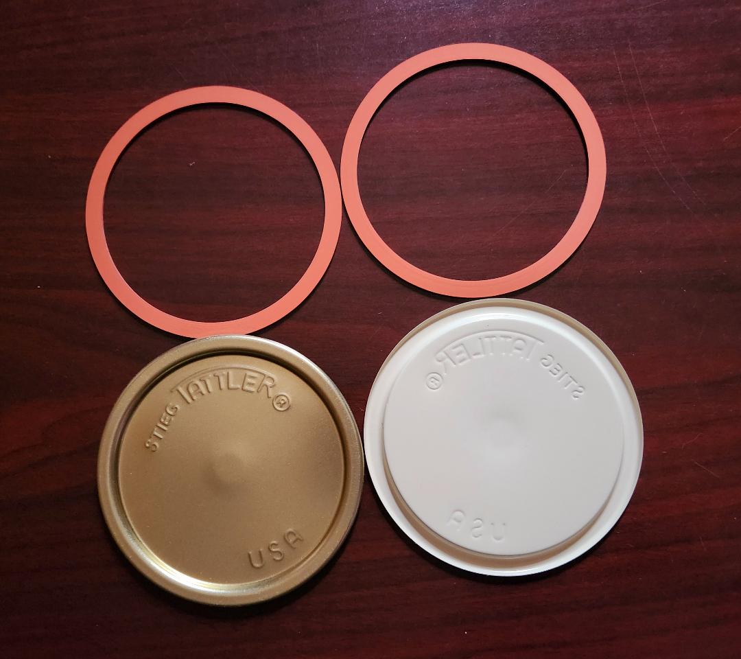 item 17] 100 Count Seal-Loc **DISPOSABLE** Wide Mouth Metal Lids With Rubber Rings