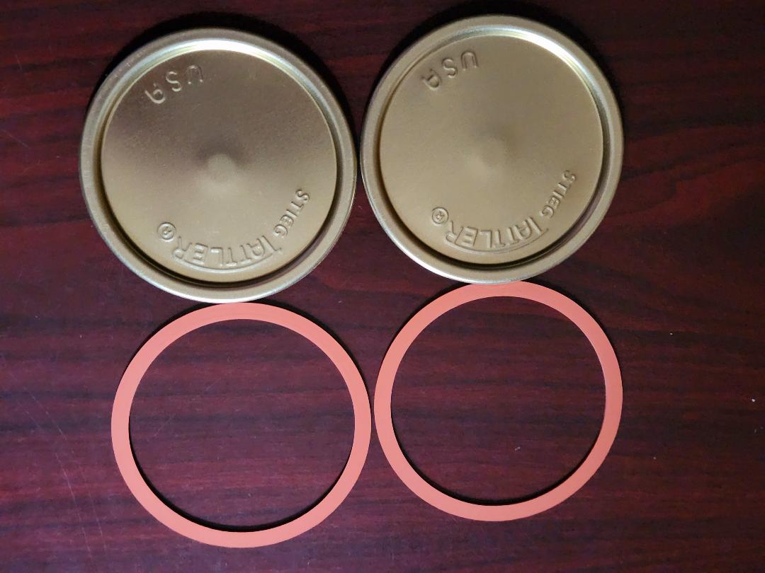 item 17] 100 Count Seal-Loc **DISPOSABLE** Wide Mouth Metal Lids With Rubber Rings