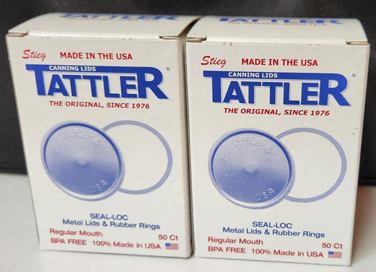 Auténticas Tapas De Conservas Reutilizables Tattler E-Z Seal – Boca Regular – 1 Docena (12) Tapas De Plástico / Anillo De Goma – Fabricadas En Los Estados Unidos