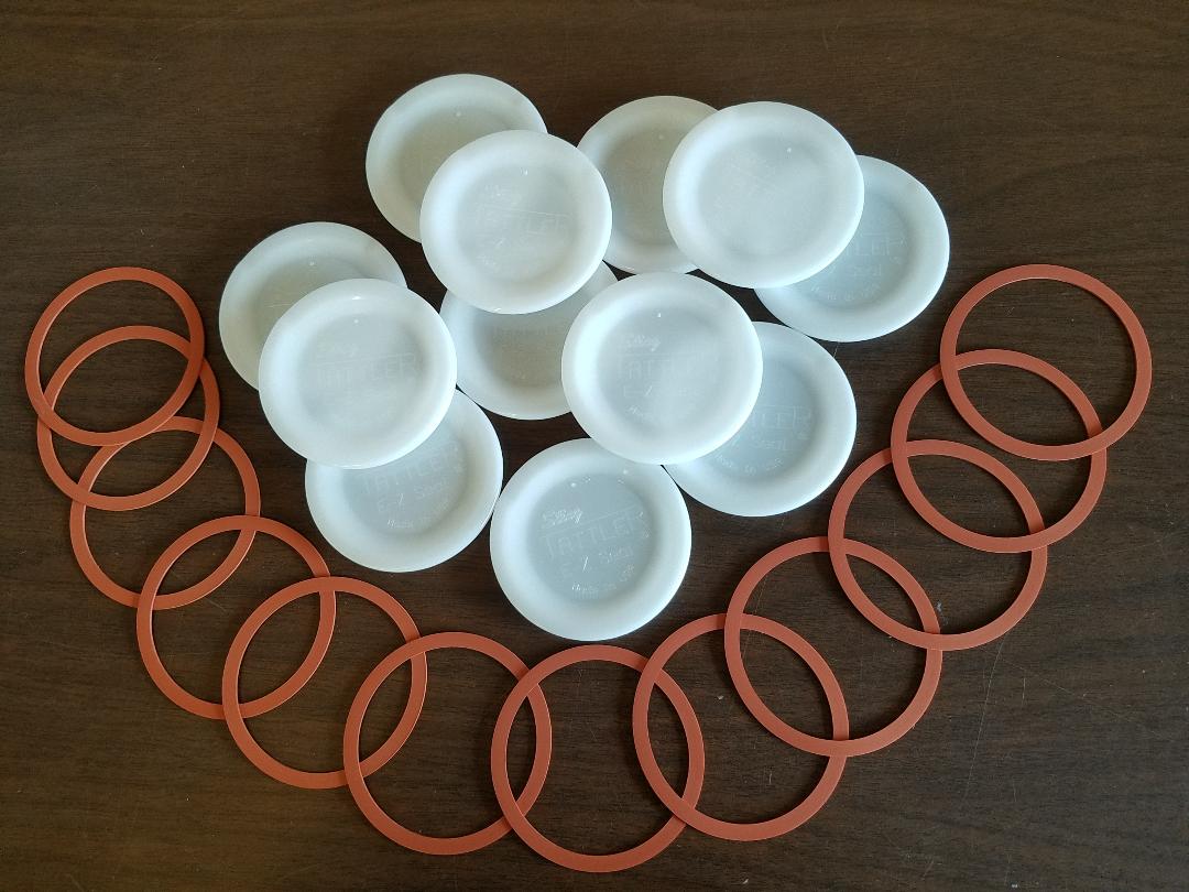 item 42] 100 bulk regular E-Z SEAL lids & 100 rubber rings