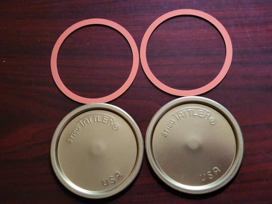 item 17] 100 Count Seal-Loc DISPOSABLE Wide Mouth Metal Lids With Rubber Rings